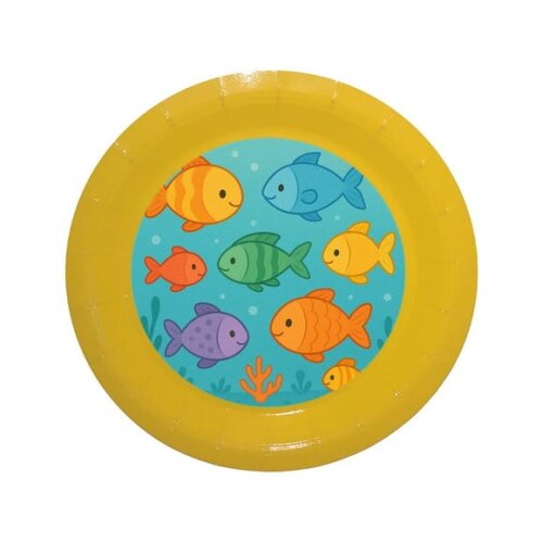 Prato de Papel Personalizado Peixinhos Coloridos