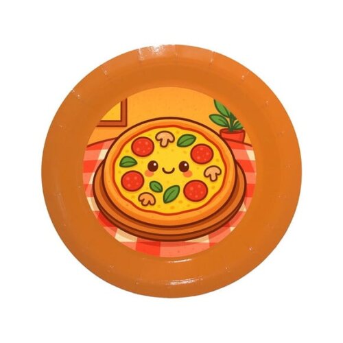 Prato de Papel Personalizado Pizza Divertida
