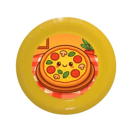 Prato de Papel Personalizado Pizza Divertida