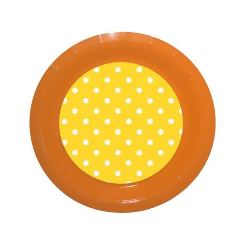 Prato de Papel Personalizado Poá Amarelo