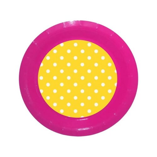 Prato de Papel Personalizado Poá Amarelo