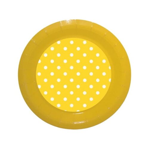 Prato de Papel Personalizado Poá Amarelo