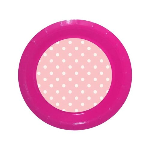 Prato de Papel Personalizado Poá Rosa Bebê