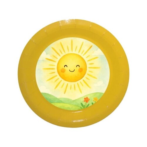 Prato de Papel Personalizado Raio de Sol Aquarela