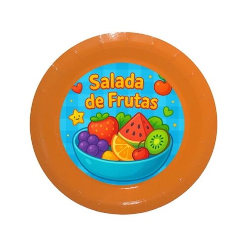 Prato de Papel Personalizado Salada de Frutas