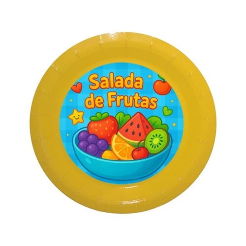 Prato de Papel Personalizado Salada de Frutas
