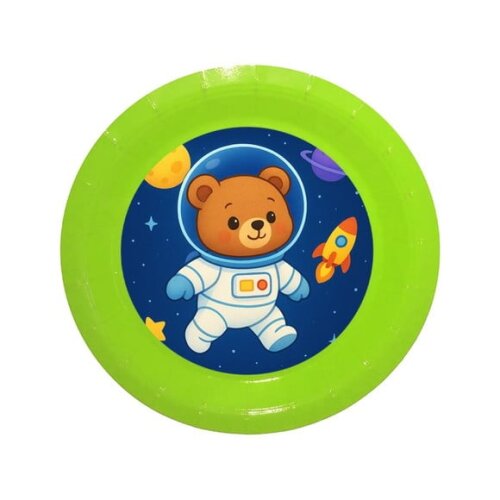 Prato de Papel Personalizado Ursinho Astronauta