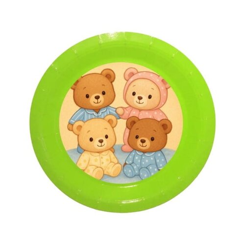 Prato de Papel Personalizado Ursinhos de Pijama