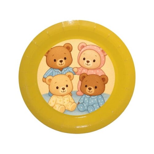 Prato de Papel Personalizado Ursinhos de Pijama