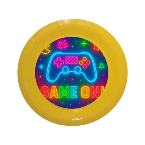 Prato de Papel Personalizado Video Game Neon