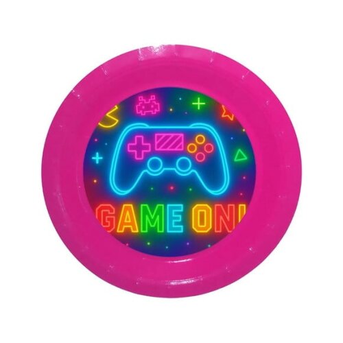 Prato de Papel Personalizado Video Game Neon