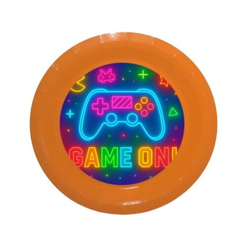 Prato de Papel Personalizado Video Game Neon