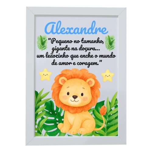 Quadro Infantil Decorativo Leão Baby Nome Alexandre