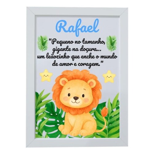 Quadro Infantil Decorativo Leão Baby Nome Rafael