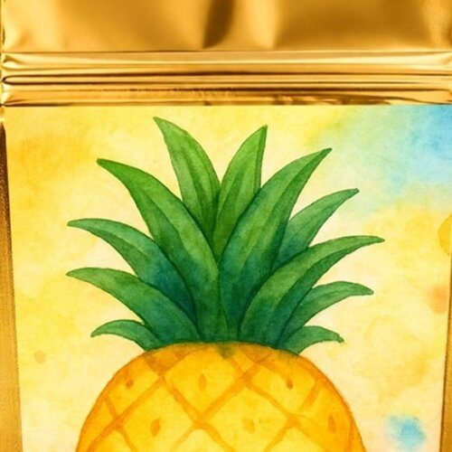 Saco Festa Metalizado Dourado 13x20 Abacaxi