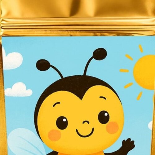 Saco Festa Metalizado Dourado 13x20 Abelhinha