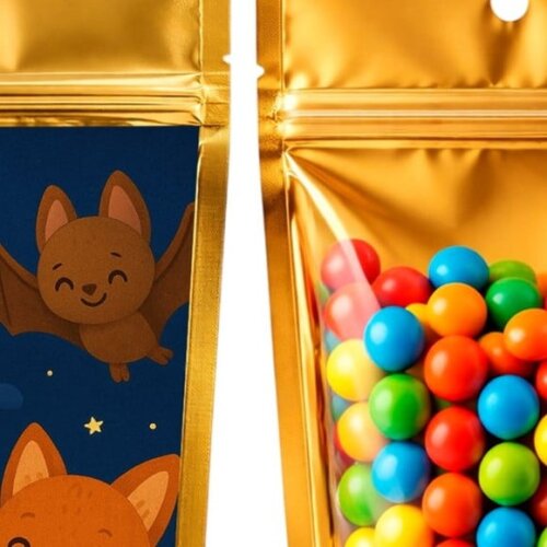 Saco Festa Metalizado Dourado 13x20 Animais Noturnos