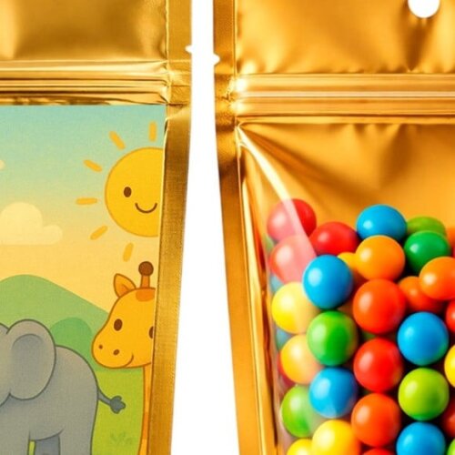 Saco Festa Metalizado Dourado 13x20 Animais Selvagens