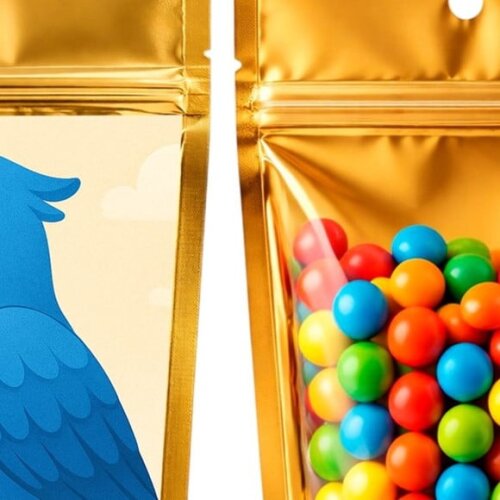 Saco Festa Metalizado Dourado 13x20 Arara Azul