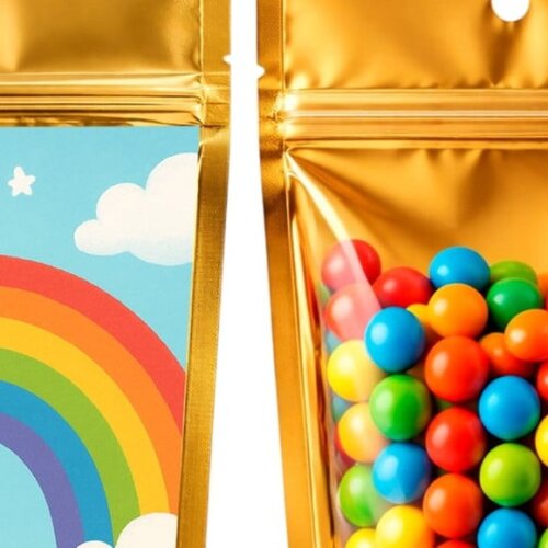 Saco Festa Metalizado Dourado 13x20 Arco-íris