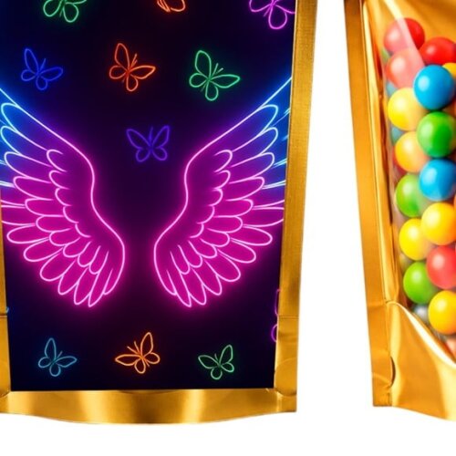 Saco Festa Metalizado Dourado 13x20 Asas Neon