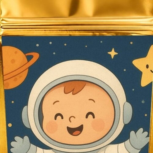 Saco Festa Metalizado Dourado 13x20 Astronauta Baby