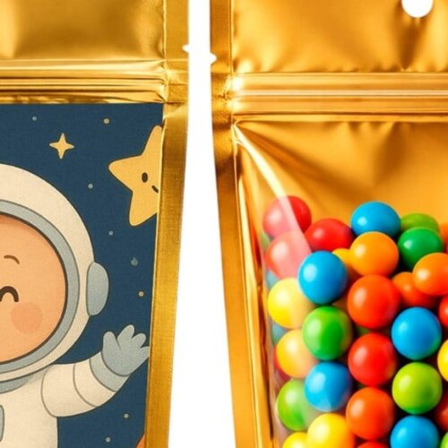 Saco Festa Metalizado Dourado 13x20 Astronauta Baby