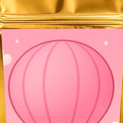 Saco Festa Metalizado Dourado 13x20 Balão de Ar Rosa