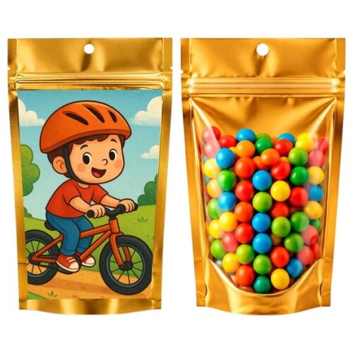 Saco Festa Metalizado Dourado 13x20 Bike Ciclista