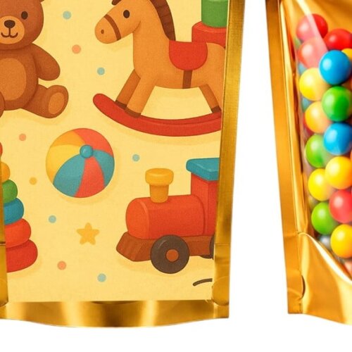 Saco Festa Metalizado Dourado 13x20 Brinquedos Clássicos