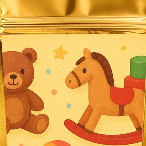 Saco Festa Metalizado Dourado 13x20 Brinquedos Clássicos