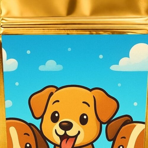 Saco Festa Metalizado Dourado 13x20 Cachorrinhos