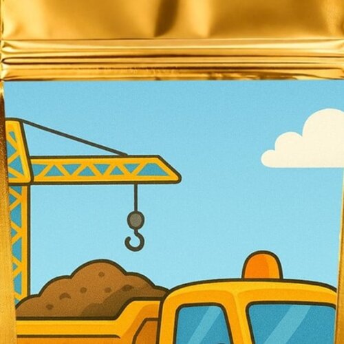 Saco Festa Metalizado Dourado 13x20 Caminhão Caçamba