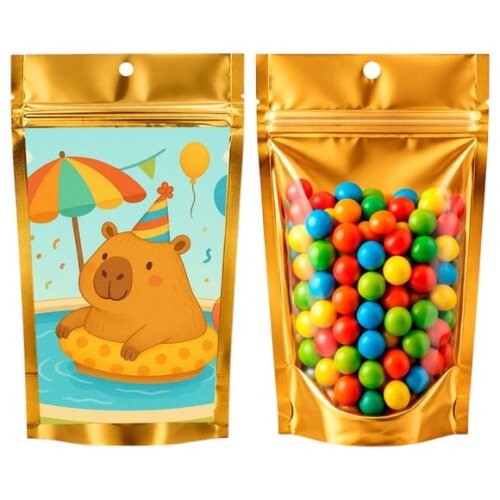 Saco Festa Metalizado Dourado 13x20 Capivara Pool Party