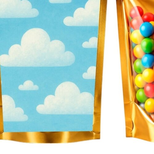 Saco Festa Metalizado Dourado 13x20 Céu Azul