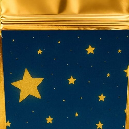 Saco Festa Metalizado Dourado 13x20 Céu Estrelado