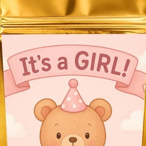 Saco Festa Metalizado Dourado 13x20 Chá de Bebê Menina