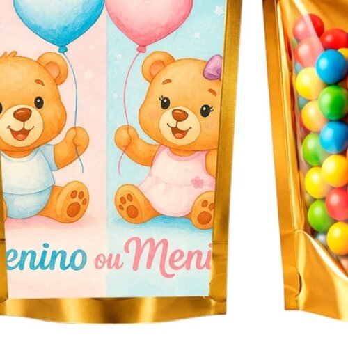 Saco Festa Metalizado Dourado 13x20 Chá de Revelação