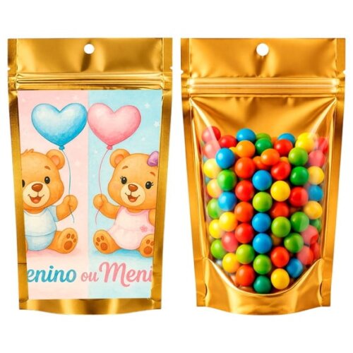 Saco Festa Metalizado Dourado 13x20 Chá de Revelação