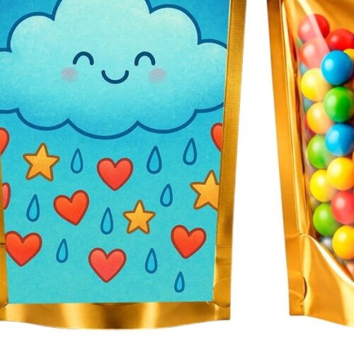 Saco Festa Metalizado Dourado 13x20 Chuva de Bênçãos