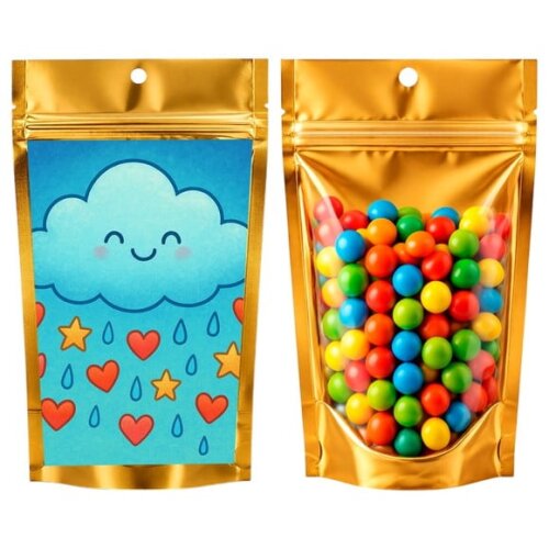 Saco Festa Metalizado Dourado 13x20 Chuva de Bênçãos
