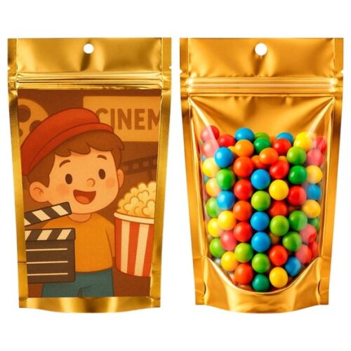 Saco Festa Metalizado Dourado 13x20 Cinema Antigo