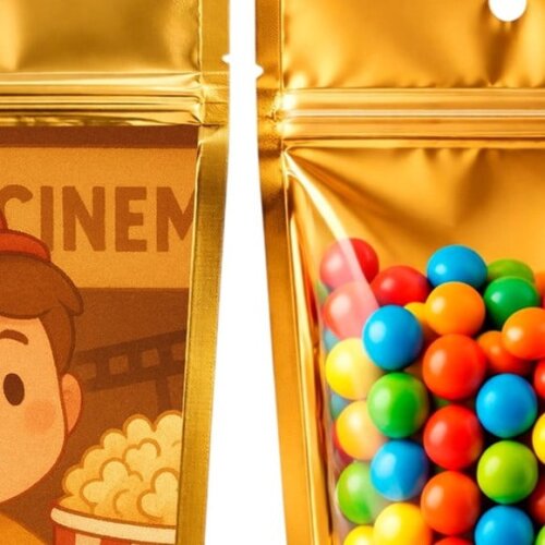 Saco Festa Metalizado Dourado 13x20 Cinema Antigo