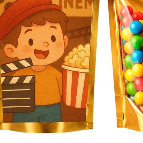 Saco Festa Metalizado Dourado 13x20 Cinema Antigo