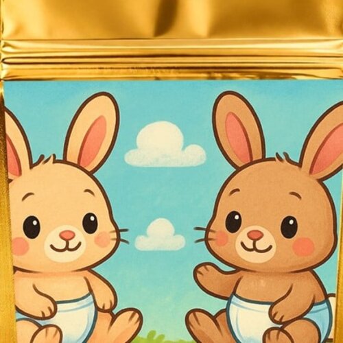 Saco Festa Metalizado Dourado 13x20 Coelhinhos Baby