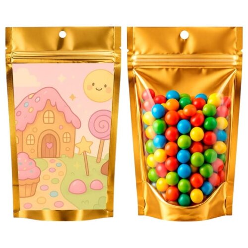 Saco Festa Metalizado Dourado 13x20 Confeitaria Kids