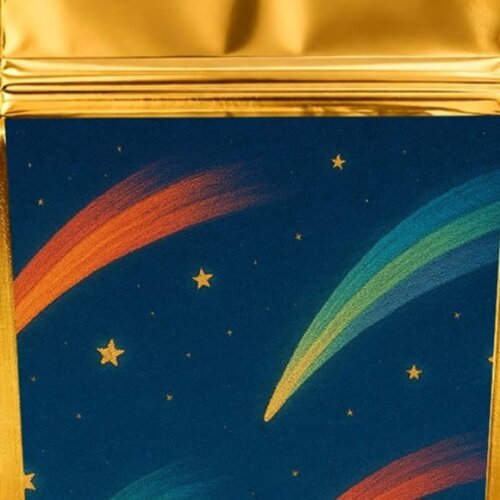 Saco Festa Metalizado Dourado 13x20 Cometas