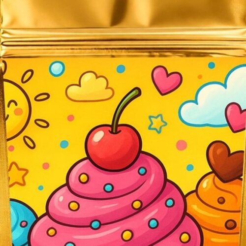 Saco Festa Metalizado Dourado 13x20 Cupcakes