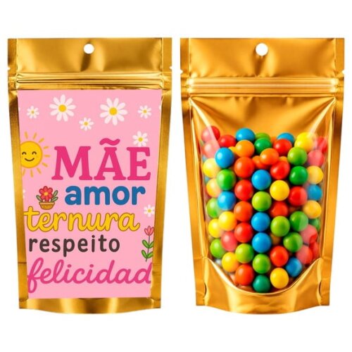 Saco Festa Metalizado Dourado 13x20 Dia das Mães