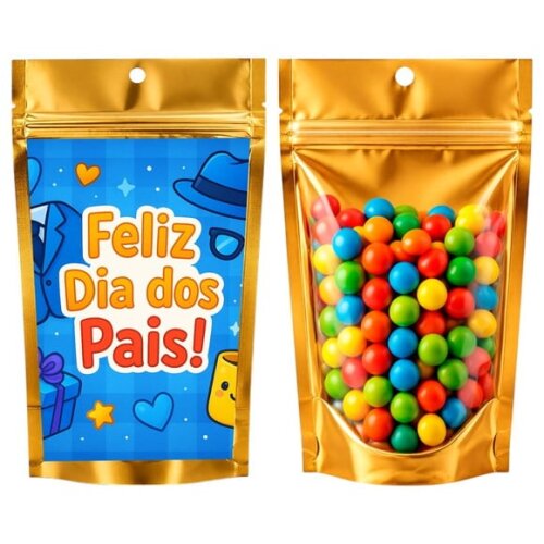 Saco Festa Metalizado Dourado 13x20 Dia dos Pais